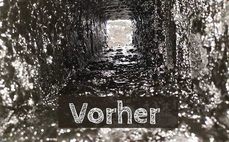 Innenaufnahme eines verdreckten Schornteins